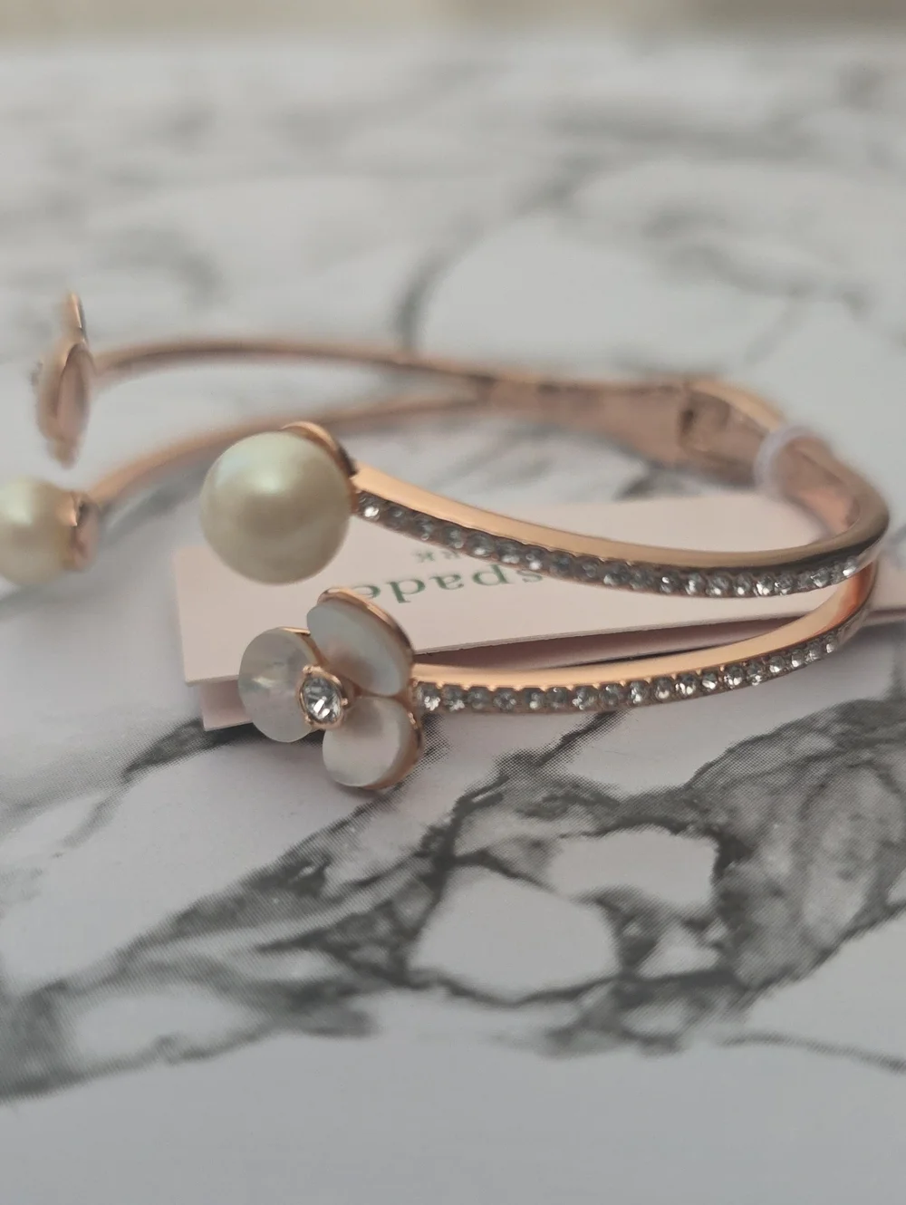 Kate Spade Rose Gold Pearl & Mother-of-Pearl Flower Bracelet